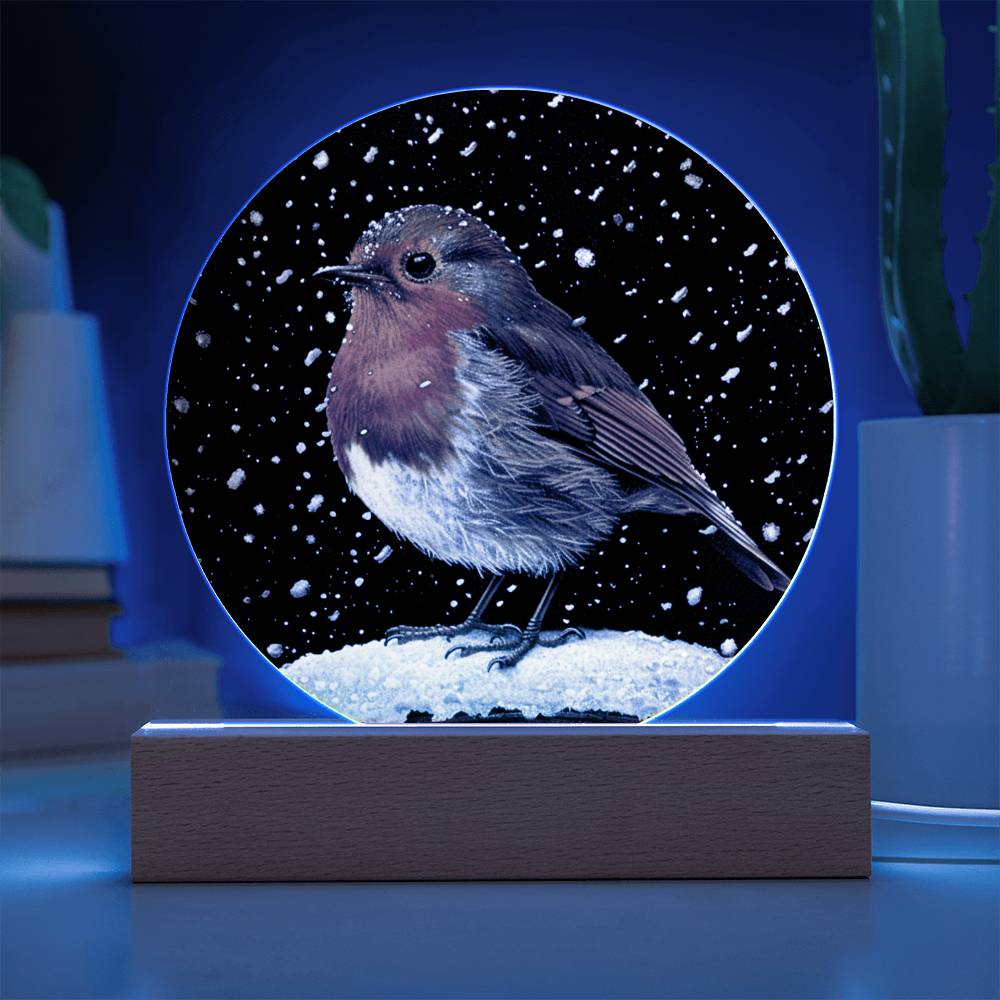 Robin Stained Glass Look Christmas Decor | Christmas Plaque | Faux Stained Glass Sign | Robin with Snowdrops