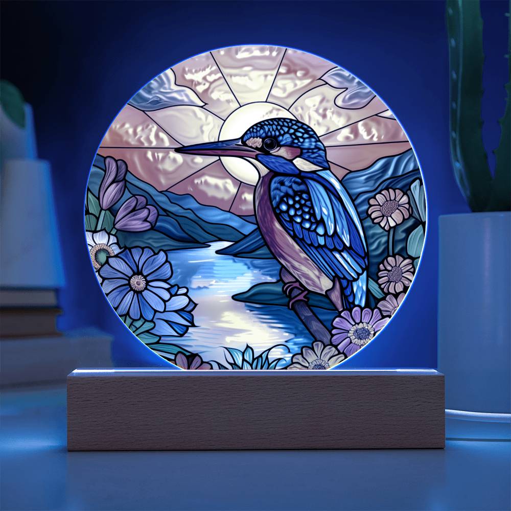 Hummingbird Faux Stained Glass Acrylic Plaque | Garden Decor | Suncatcher Indoor Decor | LED Mood light | Hummingbird Lovers Gift