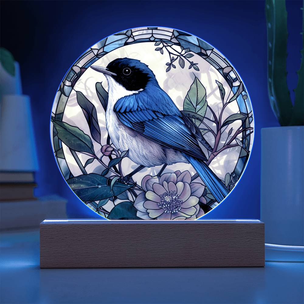 Fairy Wren Stained Glass Look Acrylic Plaque | Blue Bird Lover Gift | Motivation GIft | Indoor Decor Bluebird Suncatcher