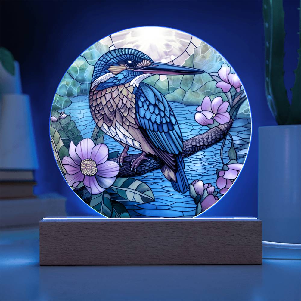 Hummingbird Faux Stained Glass Acrylic Plaque | Garden Decor | Suncatcher Indoor Decor | LED Mood light | Hummingbird Lovers Gift