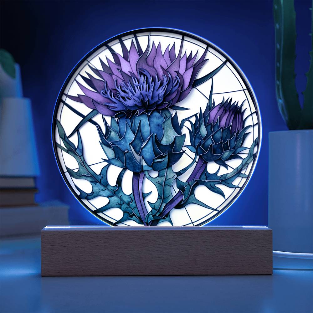 Scottish Thistle Acrylic Plaque | Thistle Home Decor | Thistle 3D Art Effect Plaque