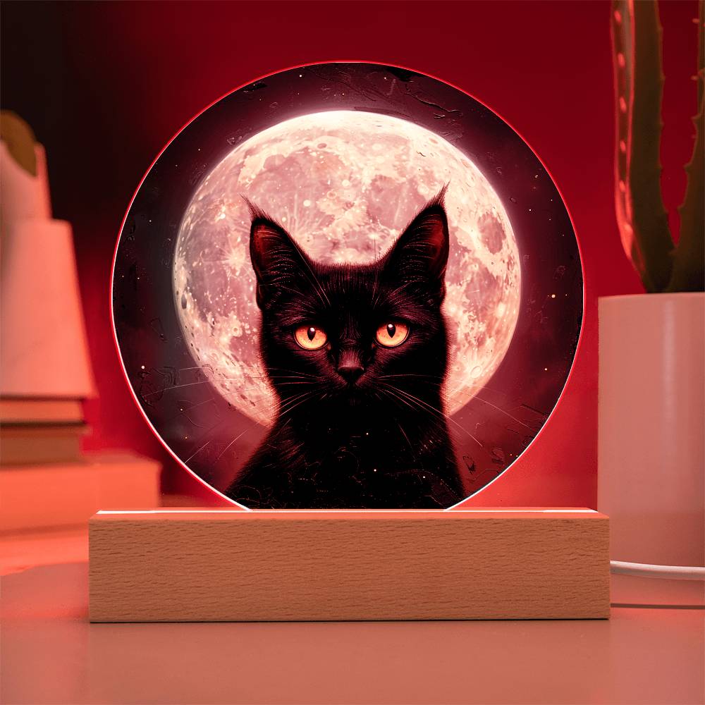 Cat Night Light - Celestial Cat Lamp - Acrylic Cat Art