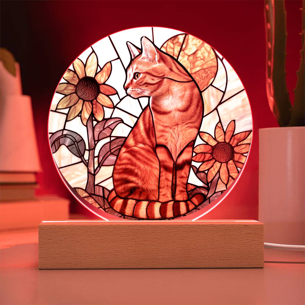 Ginger Cat Faux Stained Glass Plaque | Ginger Cat Art | Ginger Cat Memorial