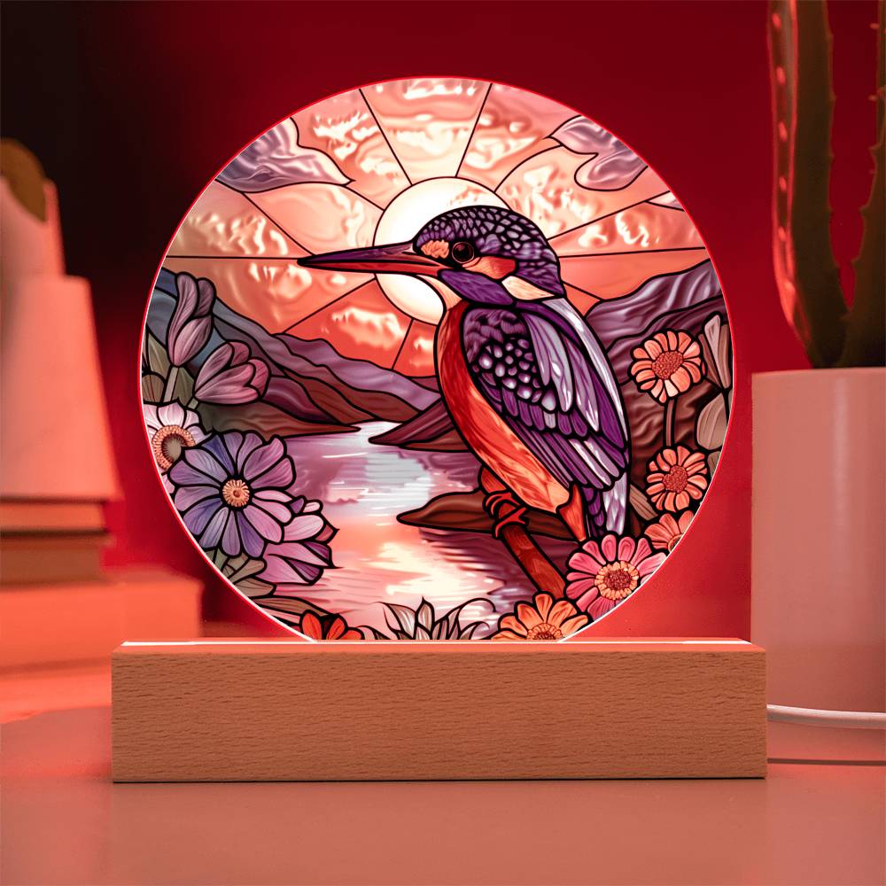 Hummingbird Faux Stained Glass Acrylic Plaque | Garden Decor | Suncatcher Indoor Decor | LED Mood light | Hummingbird Lovers Gift