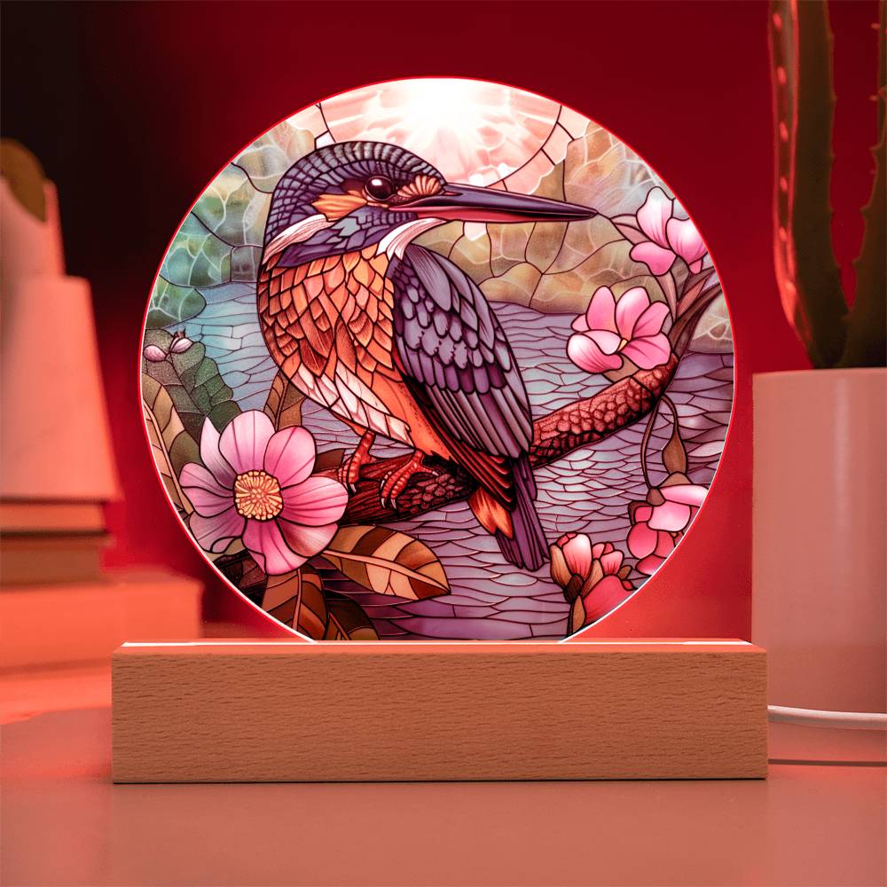 Hummingbird Faux Stained Glass Acrylic Plaque | Garden Decor | Suncatcher Indoor Decor | LED Mood light | Hummingbird Lovers Gift