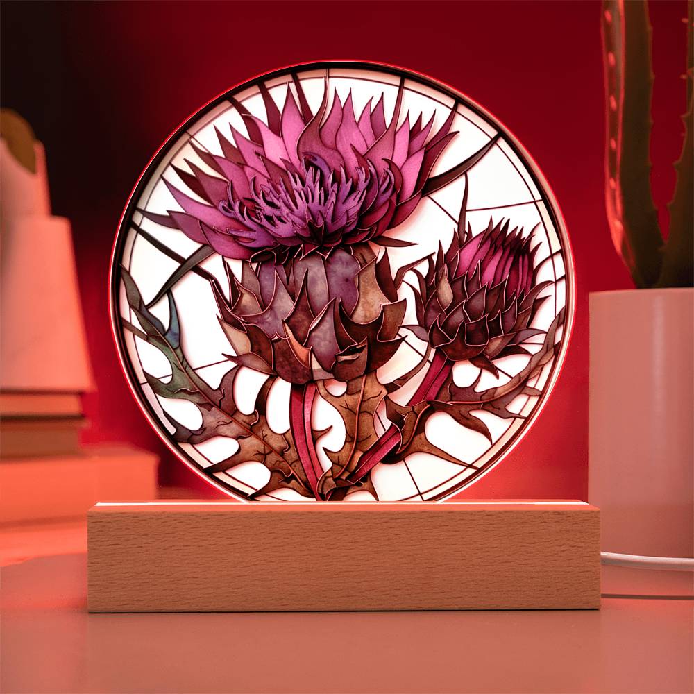 Scottish Thistle Acrylic Plaque | Thistle Home Decor | Thistle 3D Art Effect Plaque