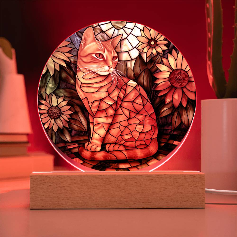 Ginger Cat Faux Stained Glass Plaque | Ginger Cat Art | Ginger Cat Memorial