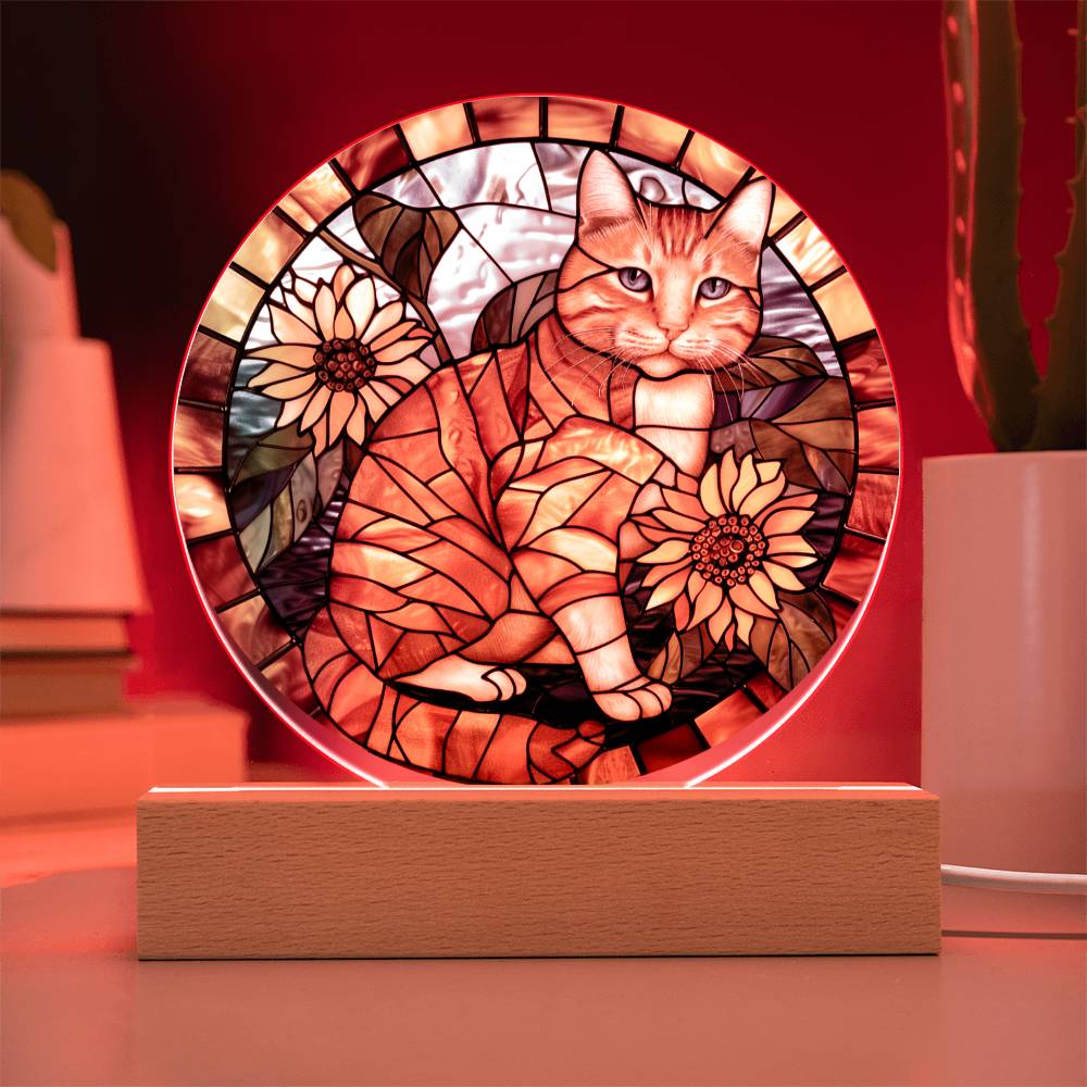 Ginger Cat Faux Stained Glass Plaque | Ginger Cat Art | Ginger Cat Memorial