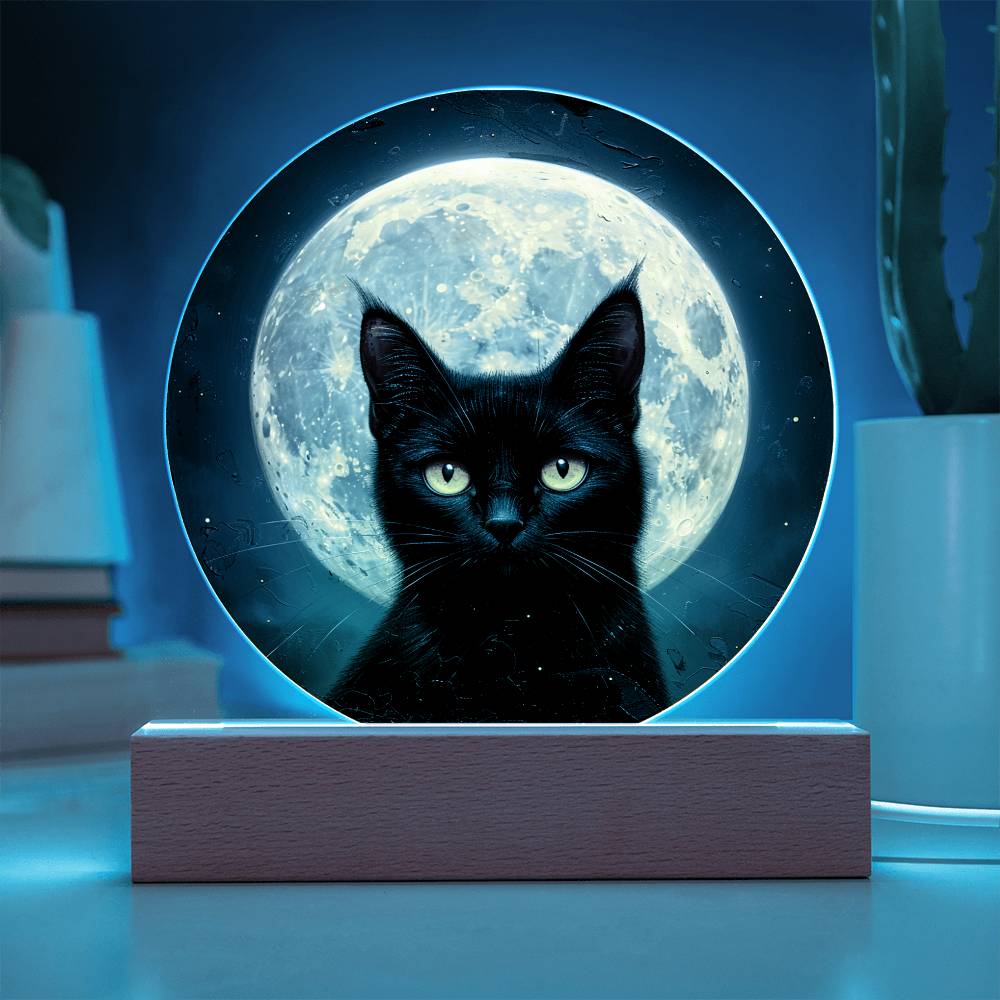 Cat Night Light - Celestial Cat Lamp - Acrylic Cat Art