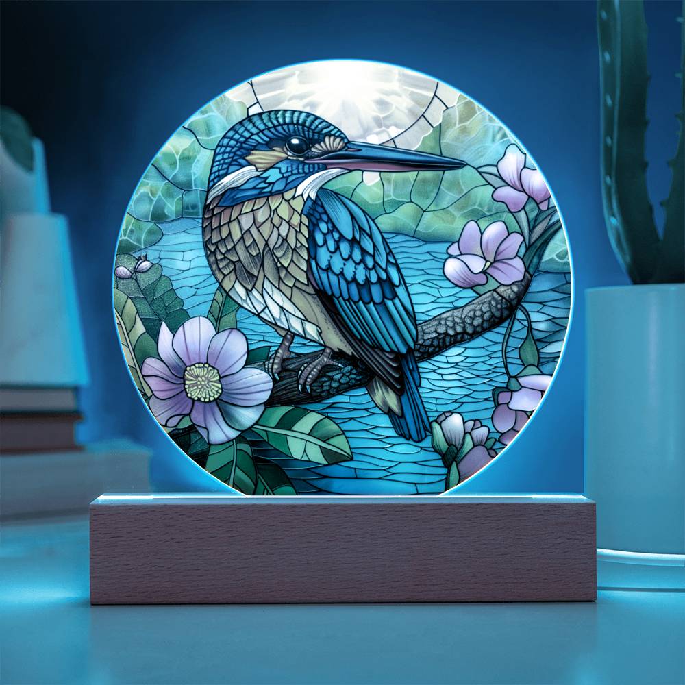 Hummingbird Faux Stained Glass Acrylic Plaque | Garden Decor | Suncatcher Indoor Decor | LED Mood light | Hummingbird Lovers Gift