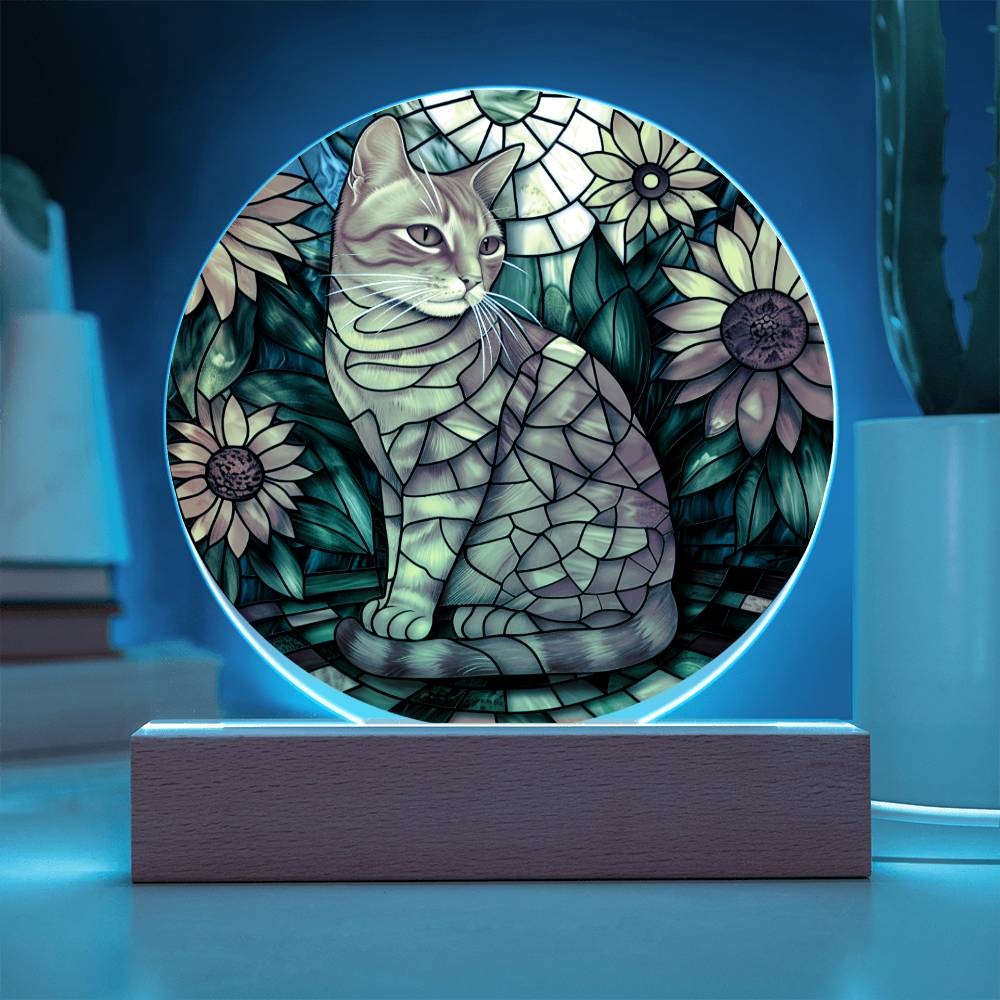 Ginger Cat Faux Stained Glass Plaque | Ginger Cat Art | Ginger Cat Memorial