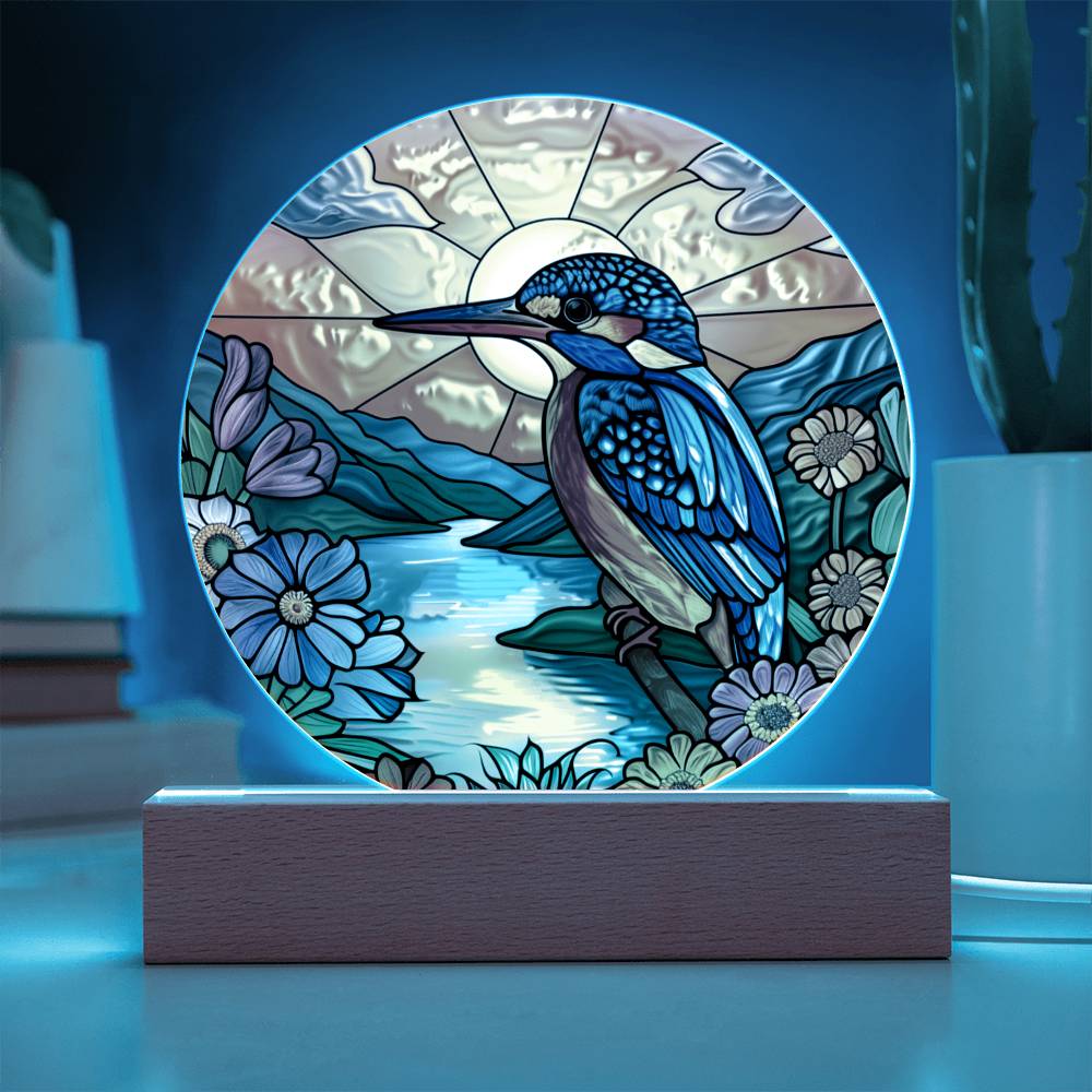 Hummingbird Faux Stained Glass Acrylic Plaque | Garden Decor | Suncatcher Indoor Decor | LED Mood light | Hummingbird Lovers Gift