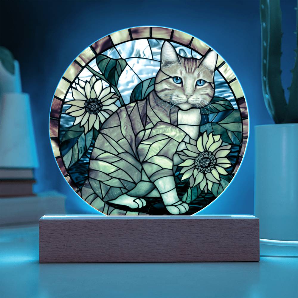 Ginger Cat Faux Stained Glass Acrylic Plaque Suncatcher | Inspirational Gift | Cat Memorial Gift | Indoor Decor Housewarming Gift
