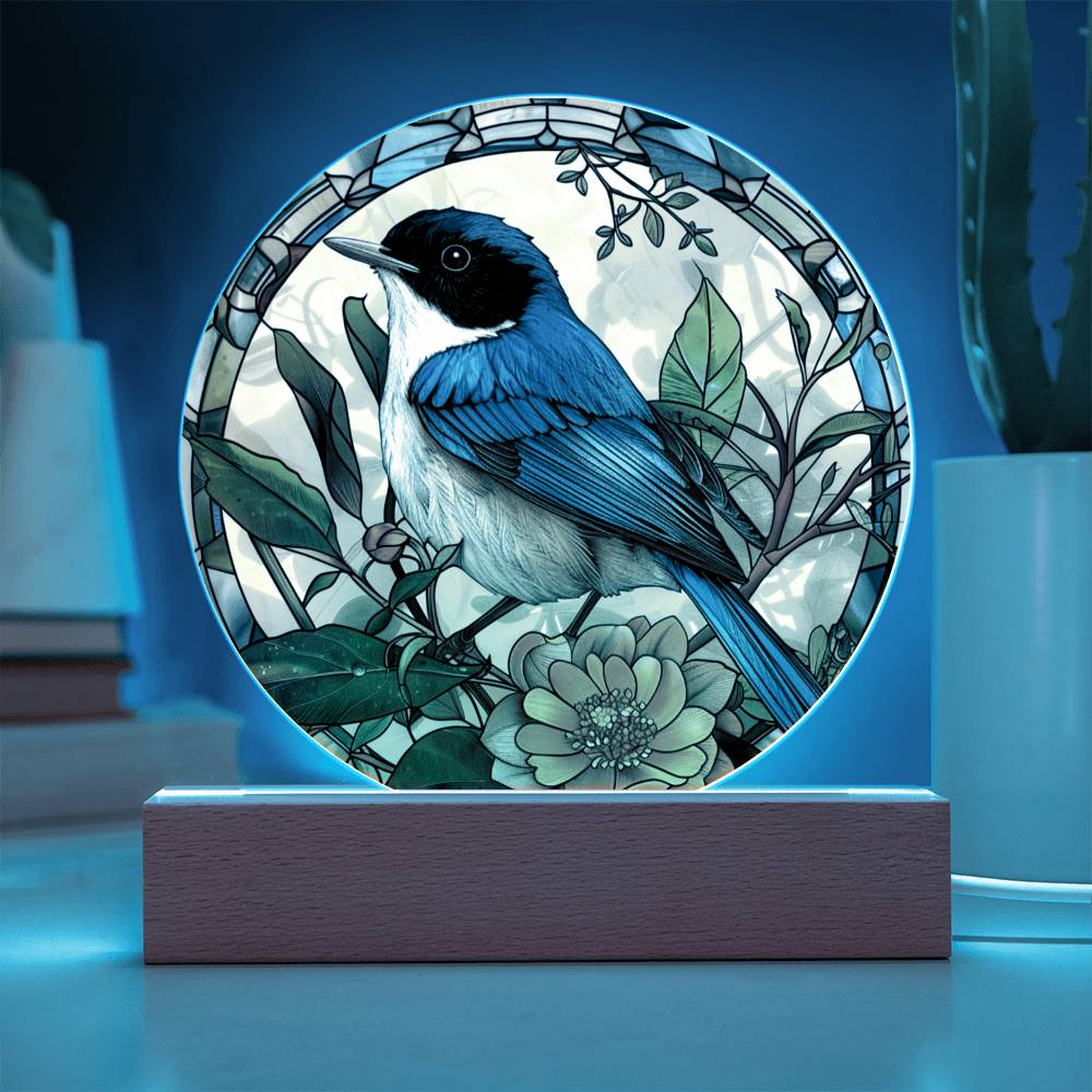 Fairy Wren Stained Glass Look Acrylic Plaque | Blue Bird Lover Gift | Motivation GIft | Indoor Decor Bluebird Suncatcher