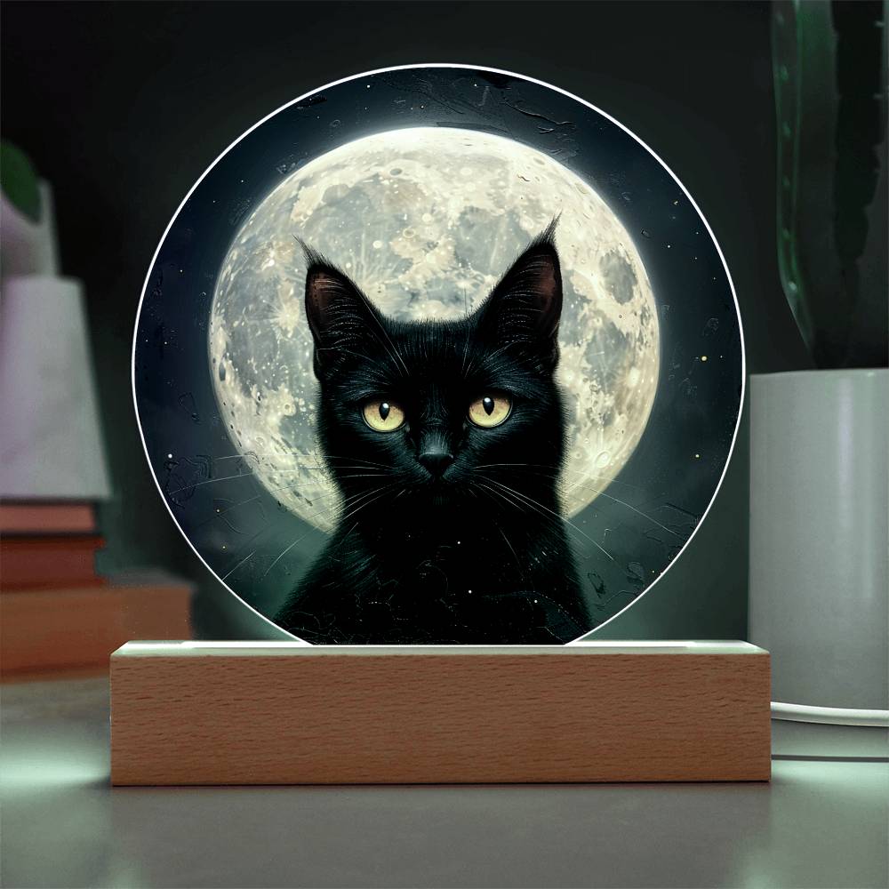Cat Night Light - Celestial Cat Lamp - Acrylic Cat Art