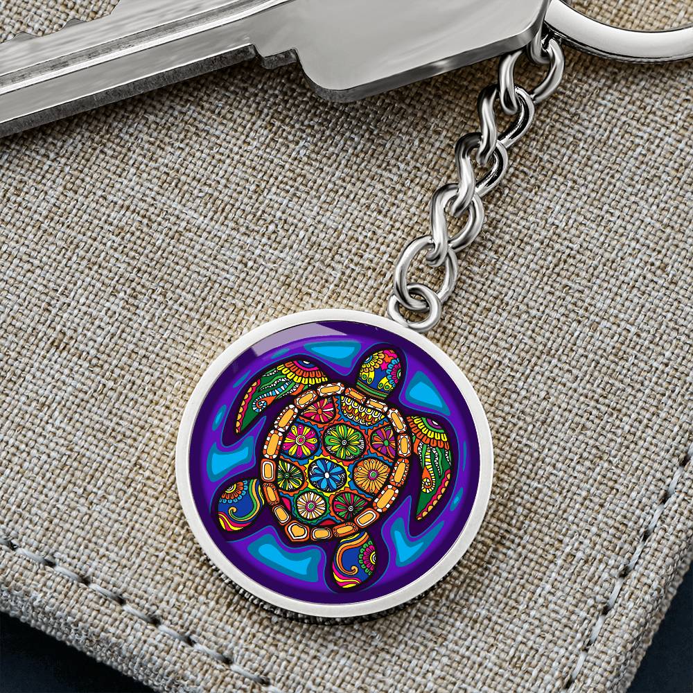 Tribal Turtle Keychain,  Turtle Illustration Gift, Turtle Print,  Turtle Lover