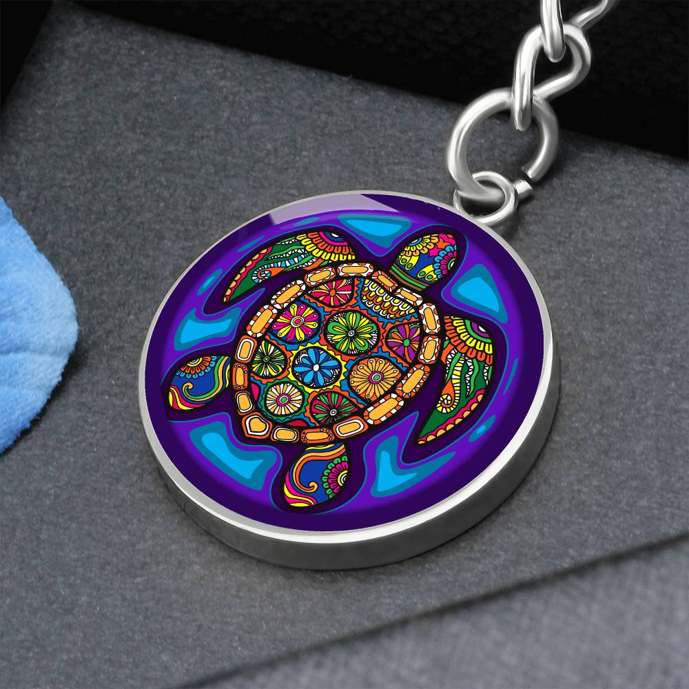 Tribal Turtle Keychain,  Turtle Illustration Gift, Turtle Print,  Turtle Lover