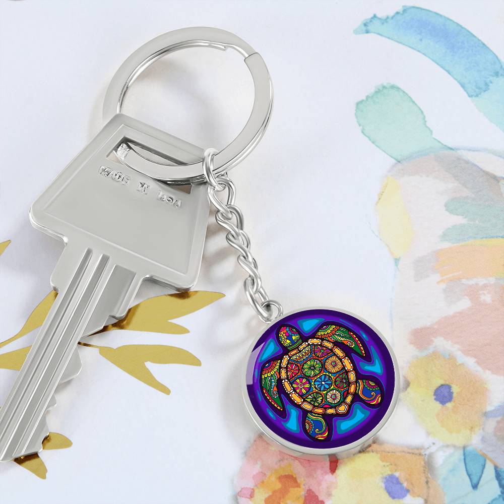 Tribal Turtle Keychain,  Turtle Illustration Gift, Turtle Print,  Turtle Lover