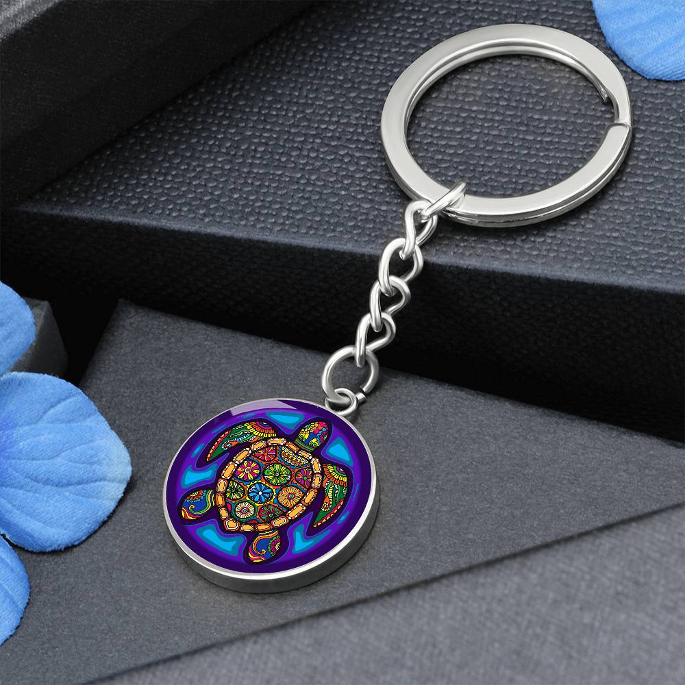 Tribal Turtle Keychain,  Turtle Illustration Gift, Turtle Print,  Turtle Lover