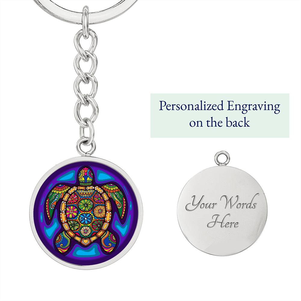 Tribal Turtle Keychain,  Turtle Illustration Gift, Turtle Print,  Turtle Lover