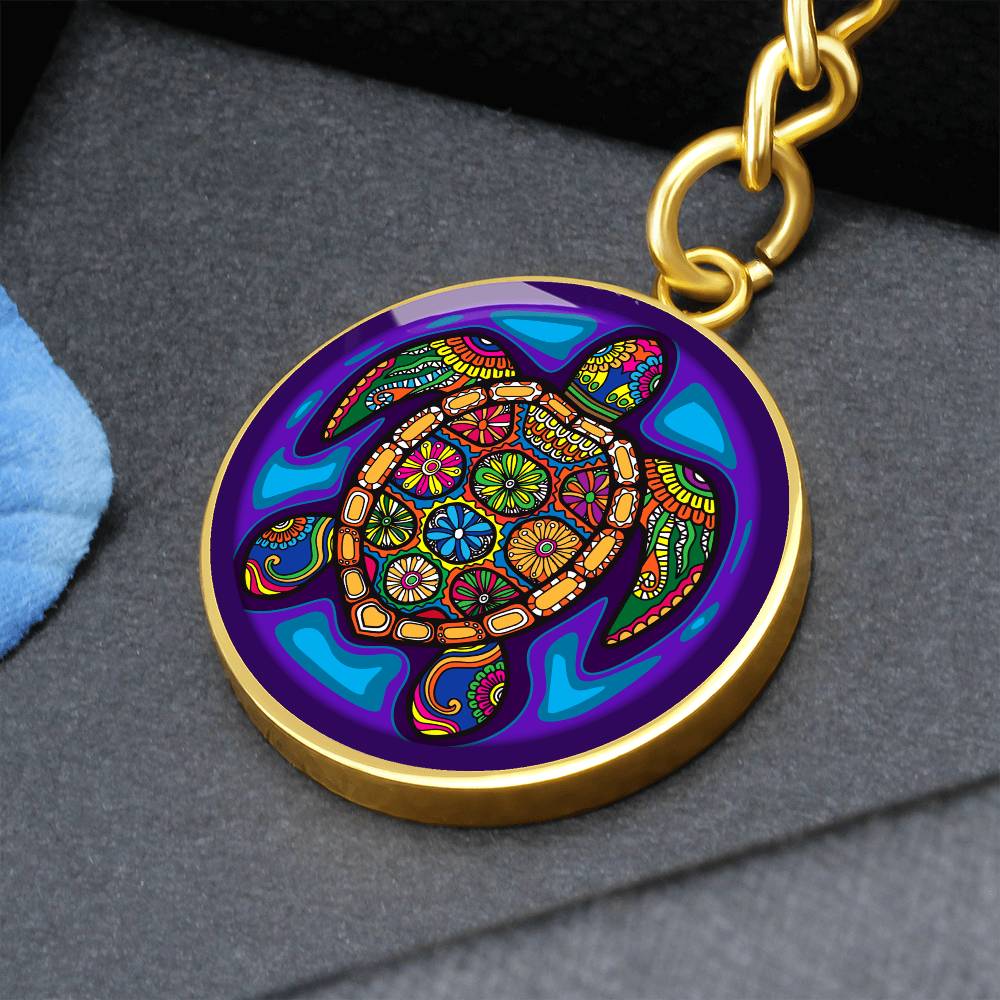Tribal Turtle Keychain,  Turtle Illustration Gift, Turtle Print,  Turtle Lover
