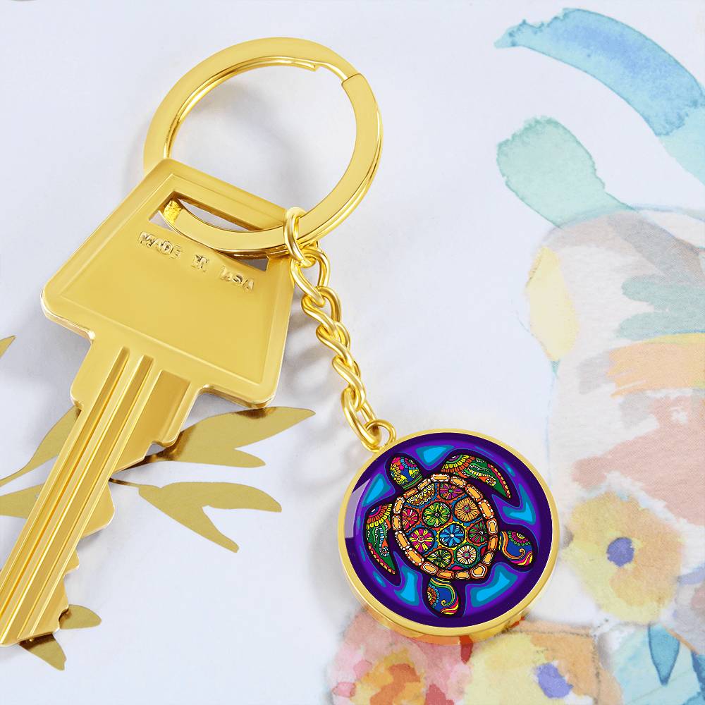 Tribal Turtle Keychain,  Turtle Illustration Gift, Turtle Print,  Turtle Lover