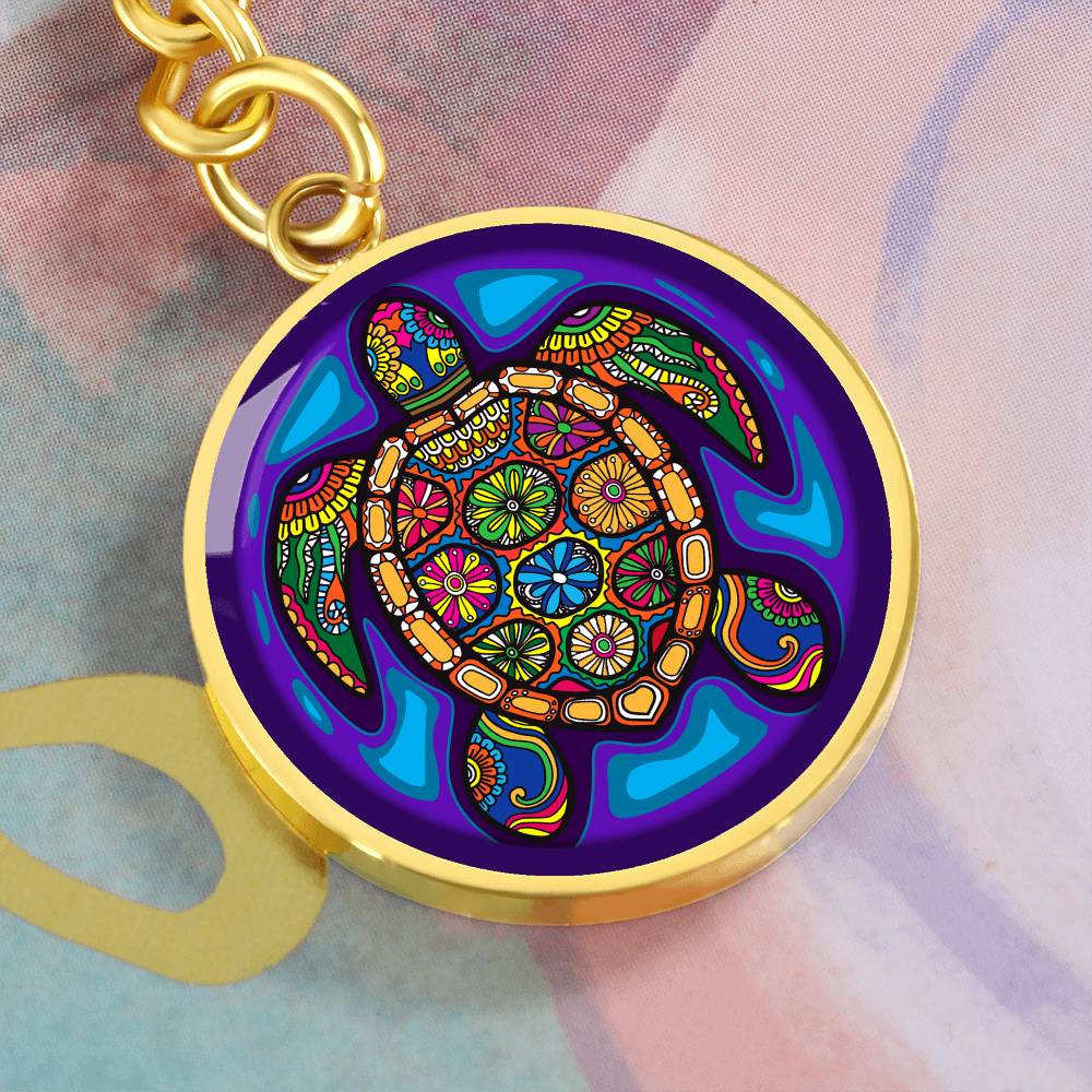 Tribal Turtle Keychain,  Turtle Illustration Gift, Turtle Print,  Turtle Lover