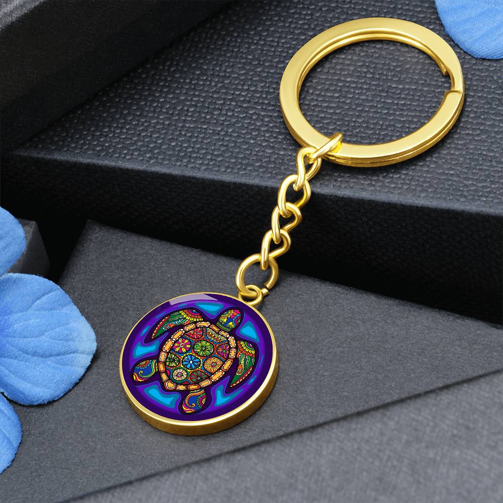 Tribal Turtle Keychain,  Turtle Illustration Gift, Turtle Print,  Turtle Lover