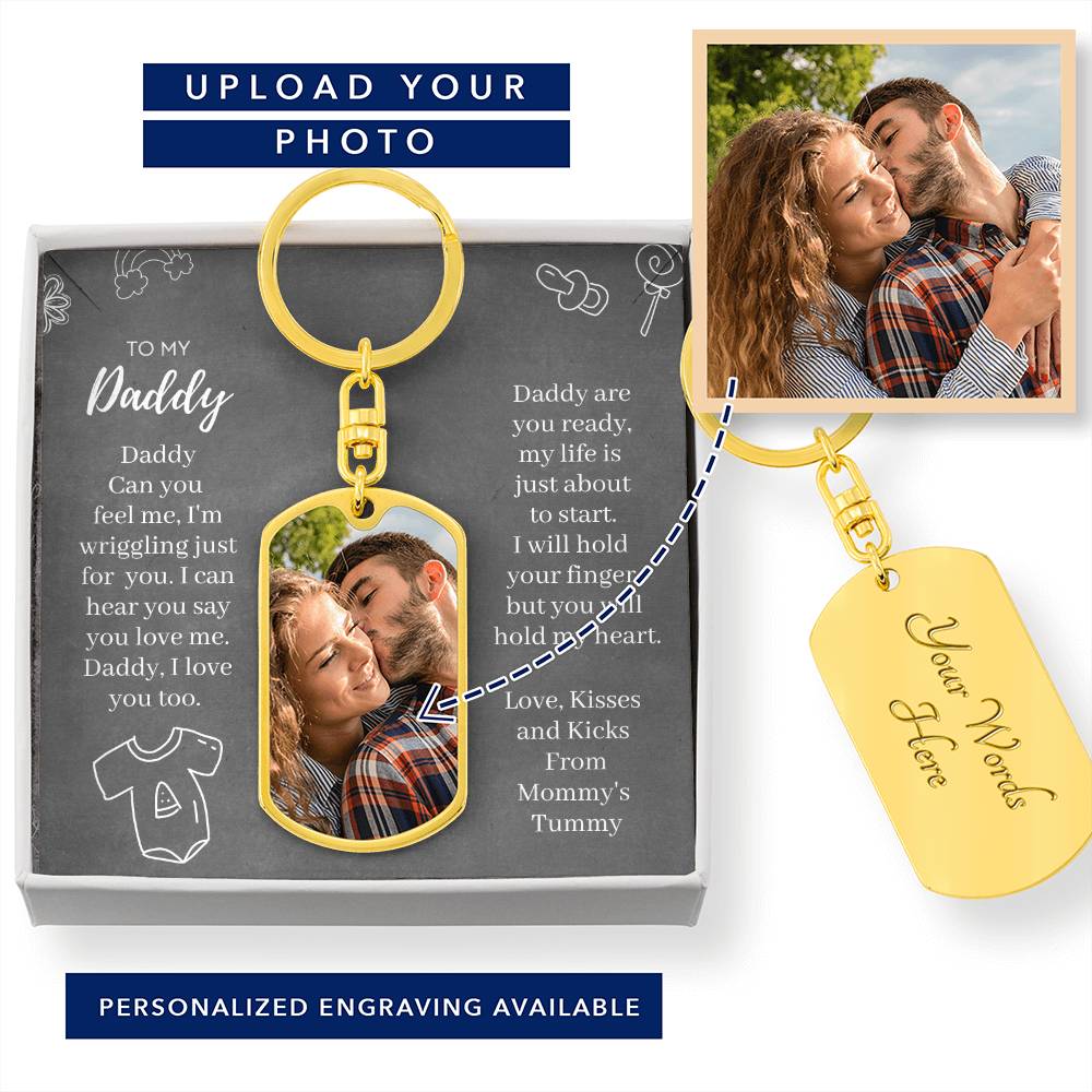 Daddy Can You Feel Me Sonogram Keychain for New Dad