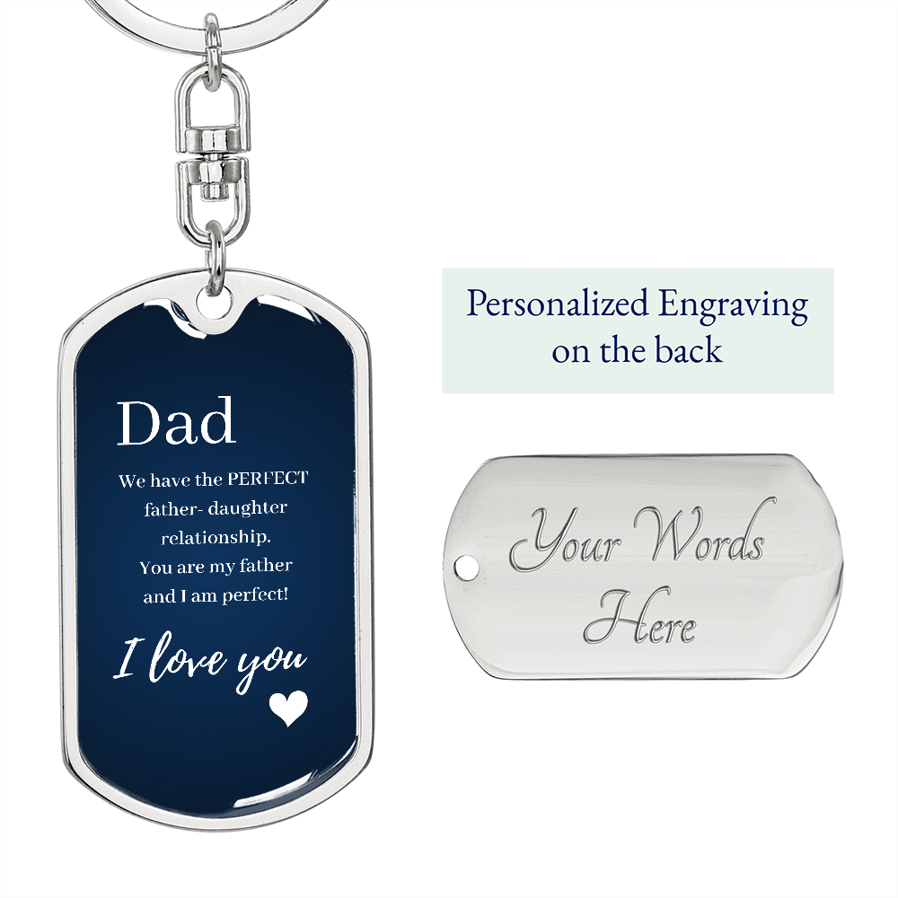 Personalised Dog Tag Keychain - Funny fathers gift from daughter / Christmas gift for dad from daughter