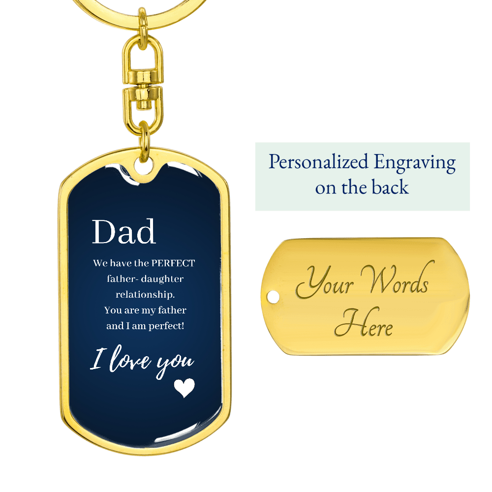 Personalised Dog Tag Keychain - Funny fathers gift from daughter / Christmas gift for dad from daughter