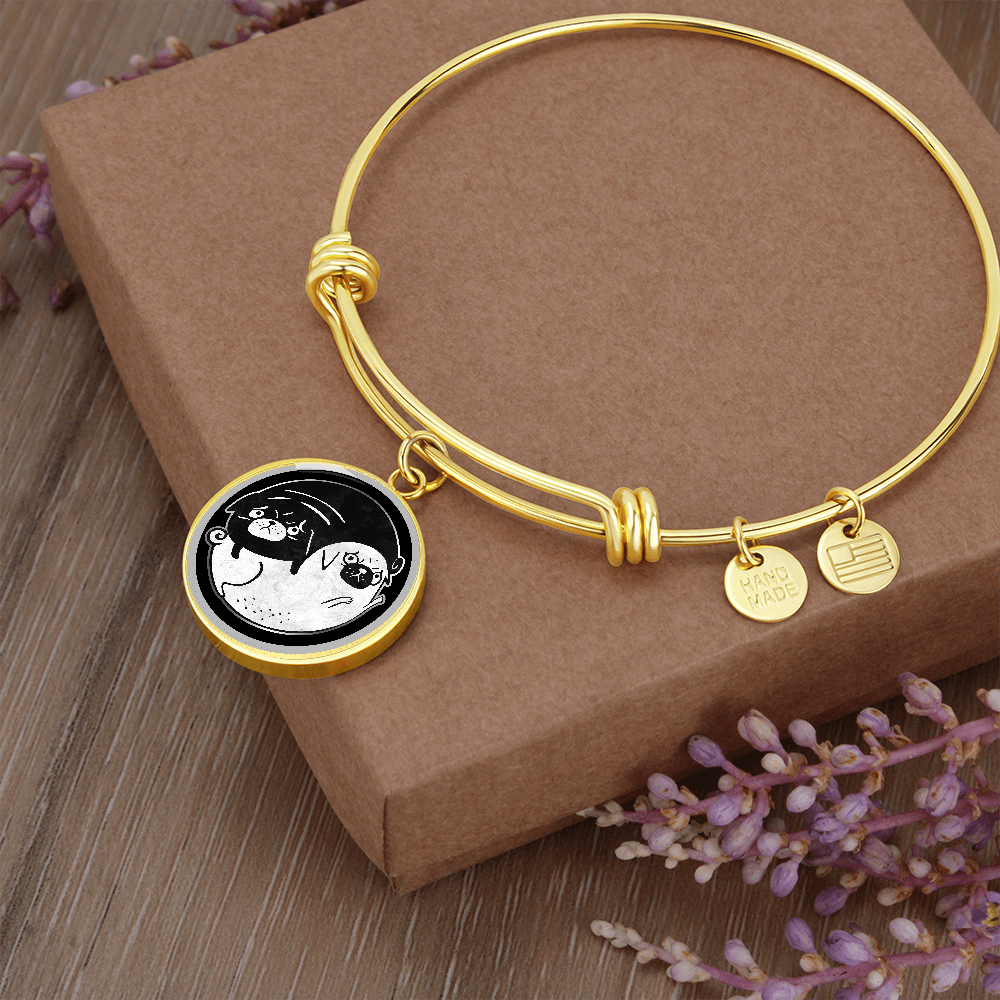 Tao of Pug Bracelet with Personalised Option - Pug gift / Pug Bangle / Pug Owner Gift / Pug Bracelet
