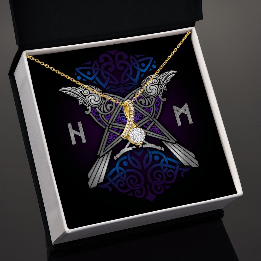 Huginn & Muninn Odin's Ravens Silver Pendant Necklace / Norse Mythology, Viking Jewelry