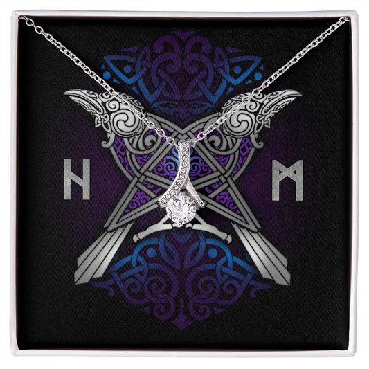 Huginn & Muninn Odin's Ravens Silver Pendant Necklace / Norse Mythology, Viking Jewelry