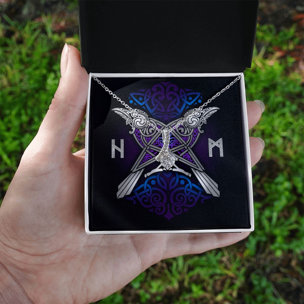 Huginn & Muninn Odin's Ravens Silver Pendant Necklace / Norse Mythology, Viking Jewelry