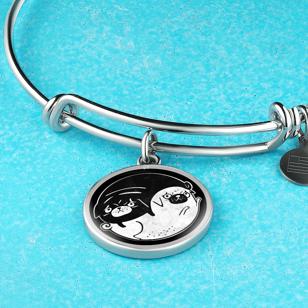 Tao of Pug Bracelet with Personalised Option - Pug gift / Pug Bangle / Pug Owner Gift / Pug Bracelet