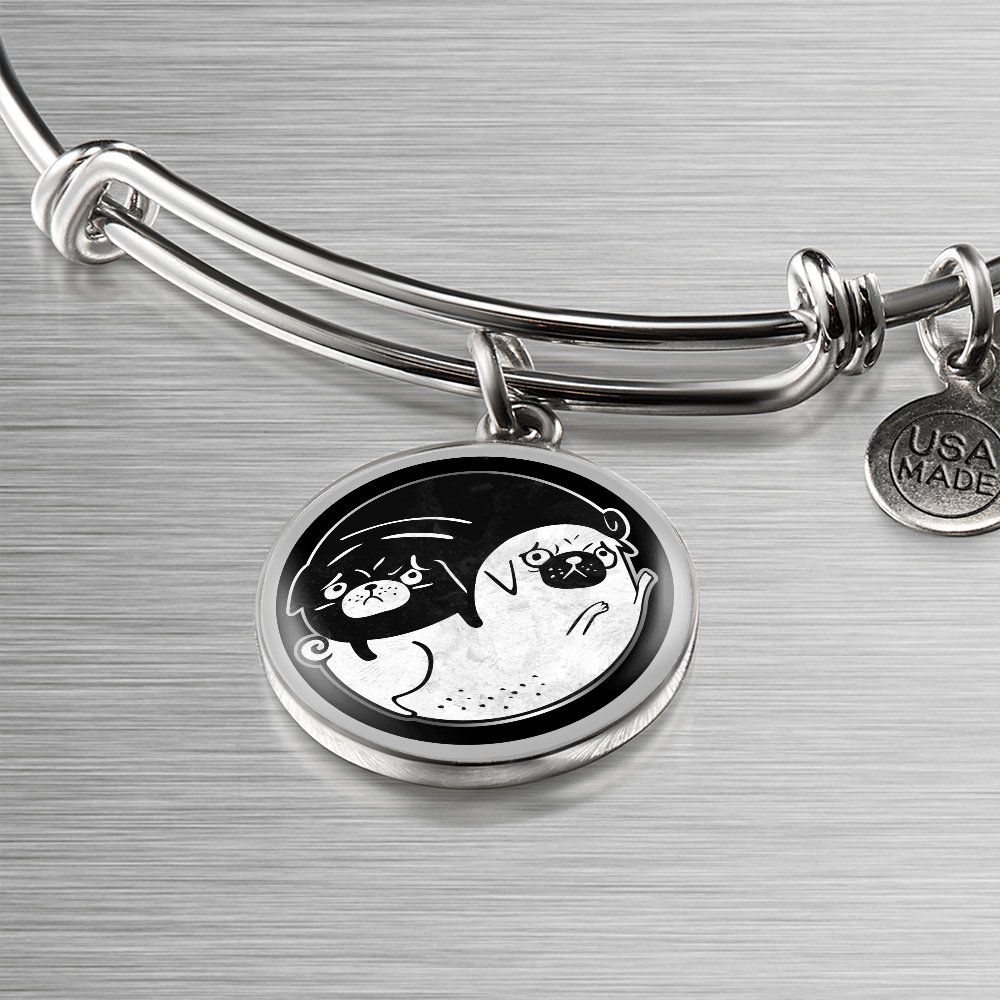 Tao of Pug Bracelet with Personalised Option - Pug gift / Pug Bangle / Pug Owner Gift / Pug Bracelet
