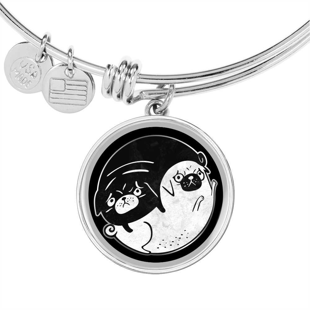 Tao of Pug Bracelet with Personalised Option - Pug gift / Pug Bangle / Pug Owner Gift / Pug Bracelet