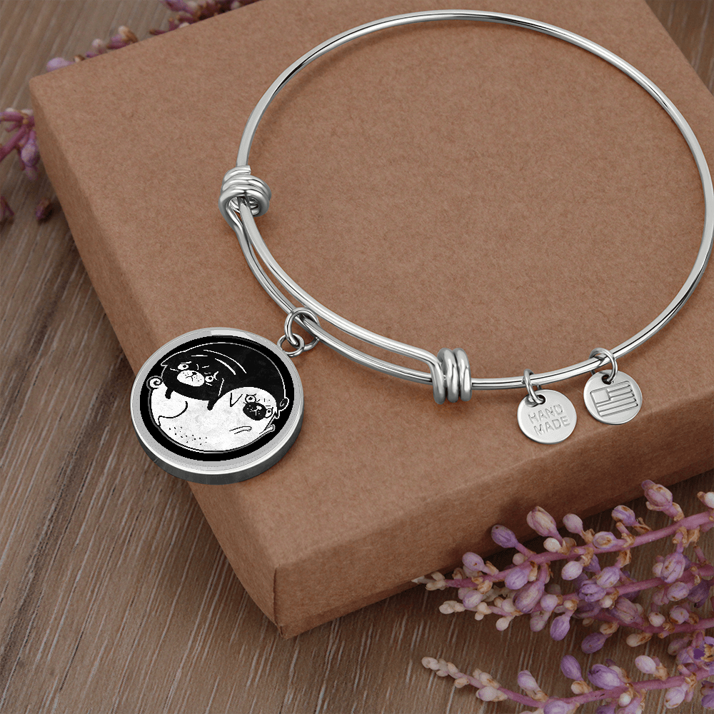 Tao of Pug Bracelet with Personalised Option - Pug gift / Pug Bangle / Pug Owner Gift / Pug Bracelet