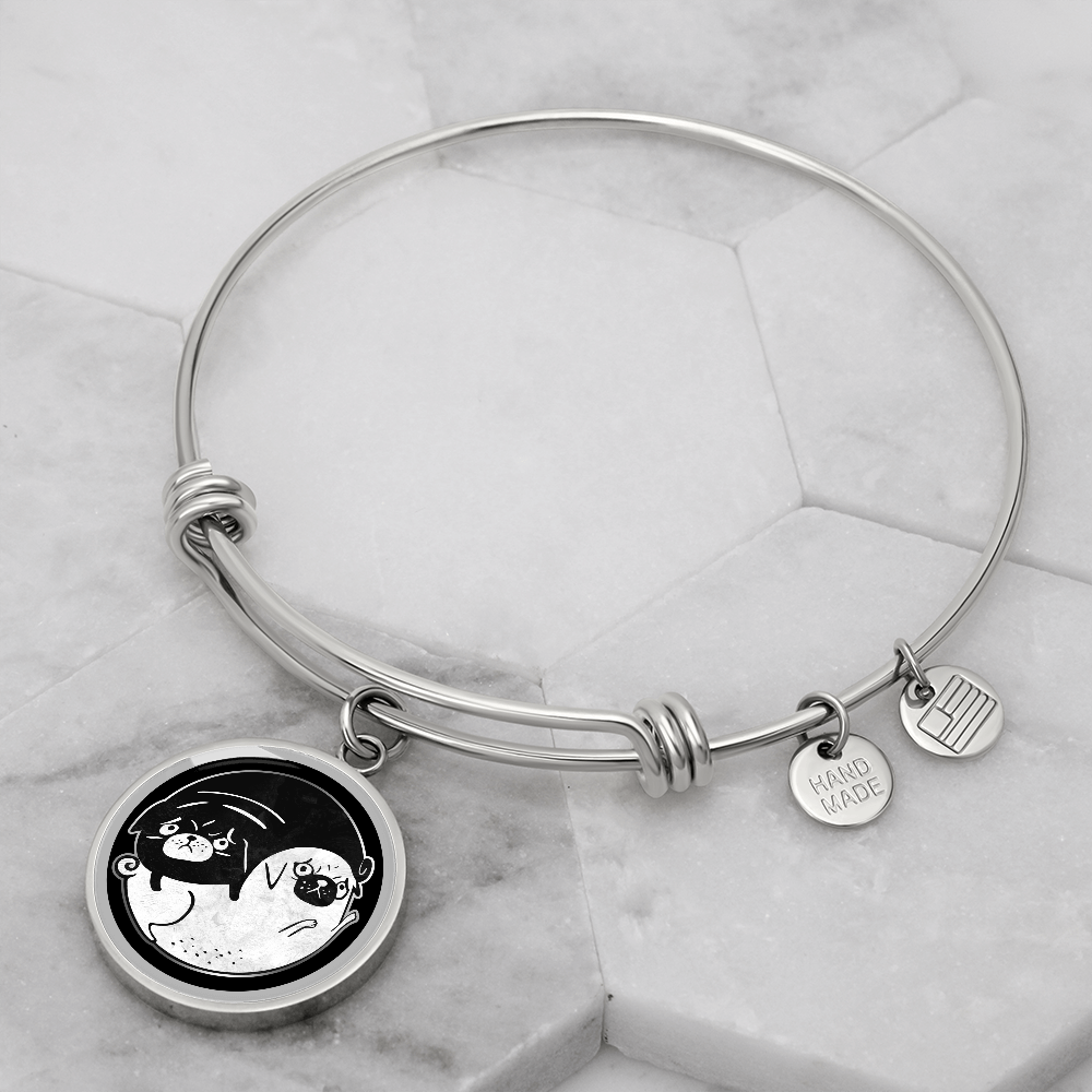 Tao of Pug Bracelet with Personalised Option - Pug gift / Pug Bangle / Pug Owner Gift / Pug Bracelet