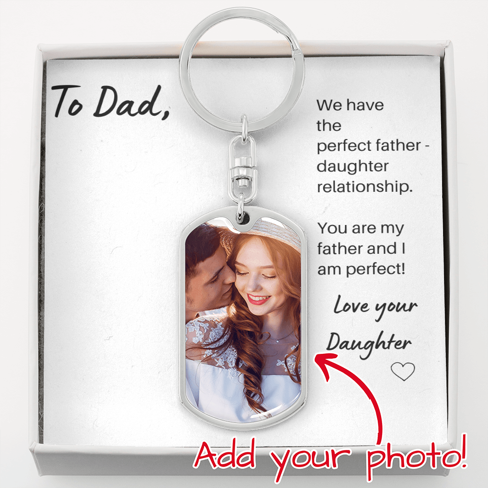 Personalised Dog Tag Keychain - Funny fathers gift from daughter / Christmas gift for dad from daughter
