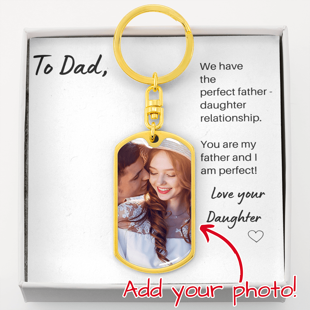Personalised Dog Tag Keychain - Funny fathers gift from daughter / Christmas gift for dad from daughter